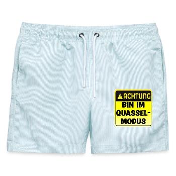 Quasselmodus Eloquenz - Männer Badeshorts - hellblau gestreift - Vorne - AI Model Male 178 light (178cm)