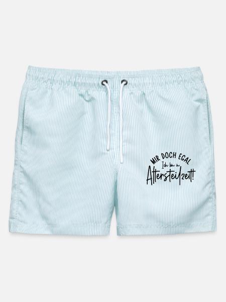 Mir doch egal Ich bin in Altersteilzeit - Männer Badeshorts - hellblau gestreift