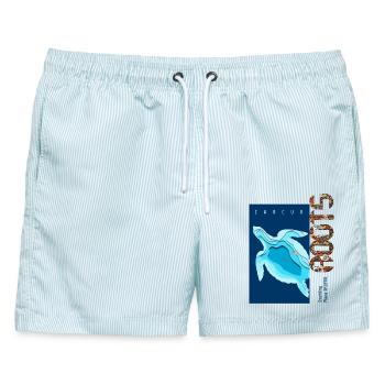 Schnorcheln mit Meeresschildkröten Wurzeln - Männer Badeshorts - hellblau gestreift - Vorne - AI Model Male 178 light (178cm)