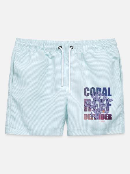 Coral Defender Crew von . NEMO - Männer Badeshorts - hellblau gestreift