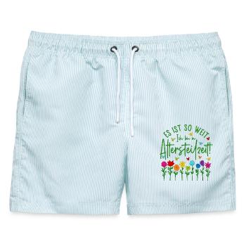 Es ist so weit Ich bin in Altersteilzeit - Blumen - Männer Badeshorts - hellblau gestreift - Vorne - AI Model Male 178 light (178cm)
