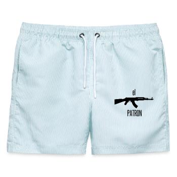 El Patron – Der Anführer Look - Männer Badeshorts - hellblau gestreift - Vorne - AI Model Male 178 light (178cm)