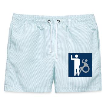 Nicht alle Behinderungen sind sichtbar * - Männer Badeshorts - hellblau gestreift - Vorne - AI Model Male 178 light (178cm)