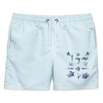 Under the Ocean - Marine Life Lovers - Männer Badeshorts - hellblau gestreift - Vorne - AI Model Male 178 light (178cm)