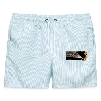 Wurzeln Höhlenmalerei - Männer Badeshorts - hellblau gestreift - Vorne - AI Model Male 178 light (178cm)