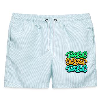 Urban Graffiti Basic Dreifach Schrift - Männer Badeshorts - hellblau gestreift - Vorne - AI Model Male 178 light (178cm)
