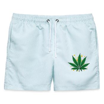 Cannabis Blatt Legalize 420 t-shirt Hanf Mode Weed - Männer Badeshorts - hellblau gestreift - Vorne - AI Model Male 178 light (178cm)