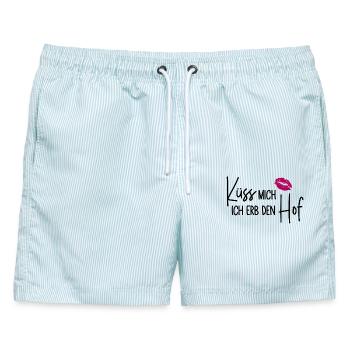 Küss mich Ich erb den Hof - Männer Badeshorts - hellblau gestreift - Vorne - AI Model Male 178 light (178cm)