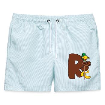Rente  - Männer Badeshorts - hellblau gestreift - Vorne - AI Model Male 178 light (178cm)