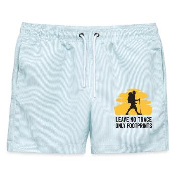 Wandern - Hinterlassen Sie keine Spuren, nur Fußspuren - Männer Badeshorts - hellblau gestreift - Vorne - AI Model Male 178 light (178cm)