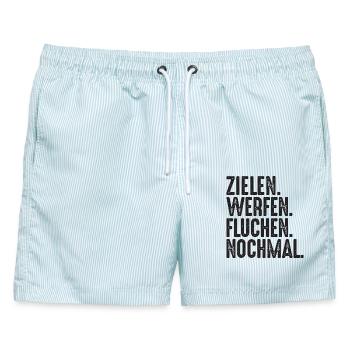 Zielen Werfen Fluchen Nochmal Spruch Bouler - Männer Badeshorts - hellblau gestreift - Vorne - AI Model Male 178 light (178cm)