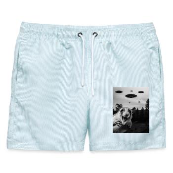 Opossum Auserirdisch Invasion Uap Weirdcore - Männer Badeshorts - hellblau gestreift - Vorne - AI Model Male 178 light (178cm)