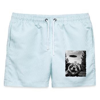 Waschbär Auserirdisch Invasion Uap Weirdcore - Männer Badeshorts - hellblau gestreift - Vorne - AI Model Male 178 light (178cm)