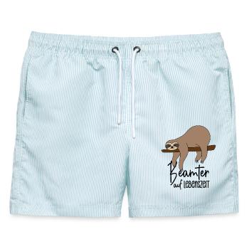 Beamter auf Lebenszeit - Faultier - Männer Badeshorts - hellblau gestreift - Vorne - AI Model Male 178 light (178cm)