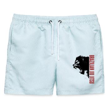 Gorilla Head Brazilian Jiu Jitsu BJJ Geschenk - Männer Badeshorts - hellblau gestreift - Vorne - AI Model Male 178 light (178cm)
