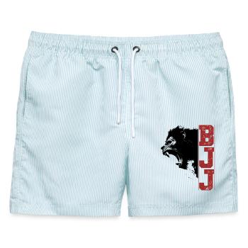 Brazilian Jiu Jitsu Gorilla Head BJJ Geschenk - Männer Badeshorts - hellblau gestreift - Vorne - AI Model Male 178 light (178cm)