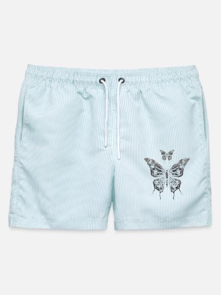 Schmetterling Fairycore Aesthetic Fairy Grunge - Männer Badeshorts - hellblau gestreift