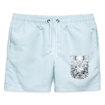 Fairy Grunge Totenkopf Aestethic Fairycore Gothik - Männer Badeshorts - hellblau gestreift - Vorne - AI Model Male 178 light (178cm)