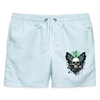 Aestethic Totenkopf Fairycore Fairy Grunge Gothik - Männer Badeshorts - hellblau gestreift - Vorne - AI Model Male 178 light (178cm)