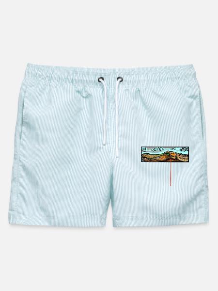 Krokodil - Männer Badeshorts - hellblau gestreift