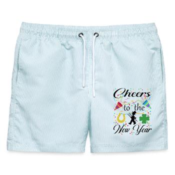  Cheers to the new Year - Männer Badeshorts - hellblau gestreift - Vorne - AI Model Male 178 light (178cm)