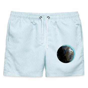 Terraforming Mars - Der Mars der Zukunft - Männer Badeshorts - hellblau gestreift - Vorne - AI Model Male 178 light (178cm)