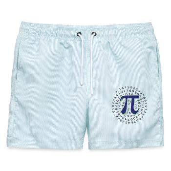 Pi-Tag - Glücklicher Pi-Tag - Männer Badeshorts - hellblau gestreift - Vorne - AI Model Male 178 light (178cm)