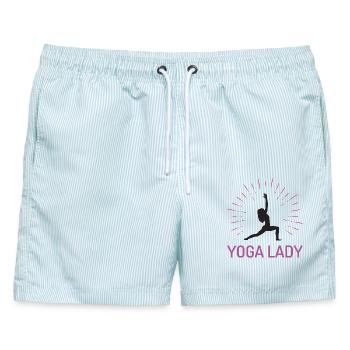 Yoga-Mädchen - Männer Badeshorts - hellblau gestreift - Vorne - AI Model Male 178 light (178cm)