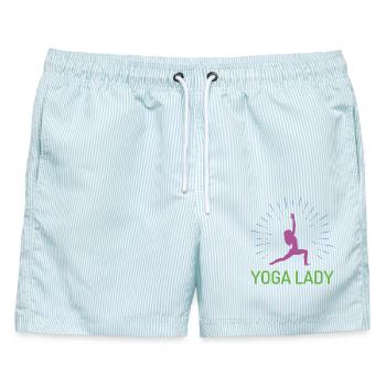 Yoga-Mädchen - Männer Badeshorts - hellblau gestreift - Vorne - AI Model Male 178 light (178cm)