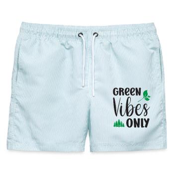 Nur grüne Vibes - Männer Badeshorts - hellblau gestreift - Vorne - AI Model Male 178 light (178cm)