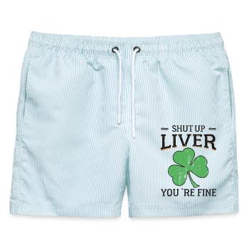 Trinkspruch Bier Irland Kleeblatt St. Patricks Day - Männer Badeshorts - hellblau gestreift - Vorne - AI Model Male 178 light (178cm)