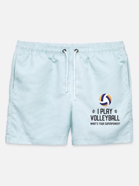 Ich spiele Volleyball. Was ist deine Superkraft? - Männer Badeshorts - hellblau gestreift