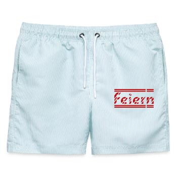 Feiern - Männer Badeshorts - hellblau gestreift - Vorne - AI Model Male 178 light (178cm)