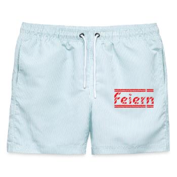 Feiern - Männer Badeshorts - hellblau gestreift - Vorne - AI Model Male 178 light (178cm)
