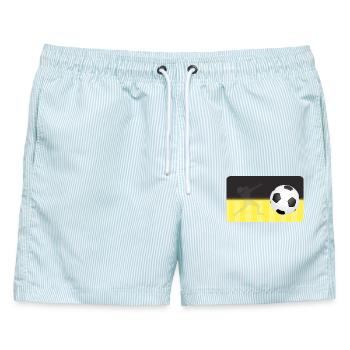 Fußball - schwarz gelb - Fußballspieler - Männer Badeshorts - hellblau gestreift - Vorne - AI Model Male 178 light (178cm)