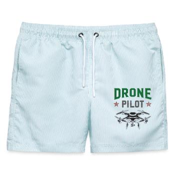 Drohnen-Pilot - Männer Badeshorts - hellblau gestreift - Vorne - AI Model Male 178 light (178cm)
