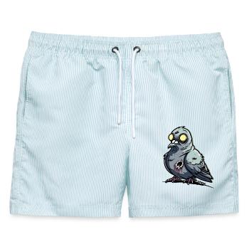 Blinde gruselige Zombie Taube - Männer Badeshorts - hellblau gestreift - Vorne - AI Model Male 178 light (178cm)