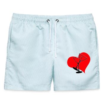 Ein Hoch auf die Liebe - Herz Gläser Hochzeit - Männer Badeshorts - hellblau gestreift - Vorne - AI Model Male 178 light (178cm)