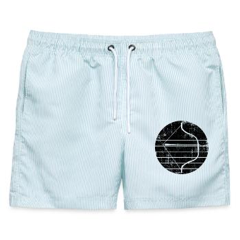 Pfeil und Bogen - Männer Badeshorts - hellblau gestreift - Vorne - AI Model Male 178 light (178cm)