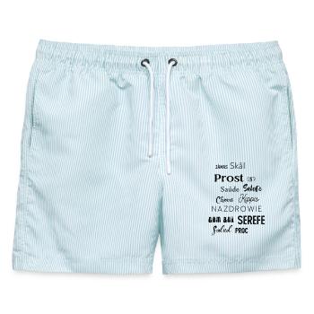 Cheers Prost Salute - Männer Badeshorts - hellblau gestreift - Vorne - AI Model Male 178 light (178cm)