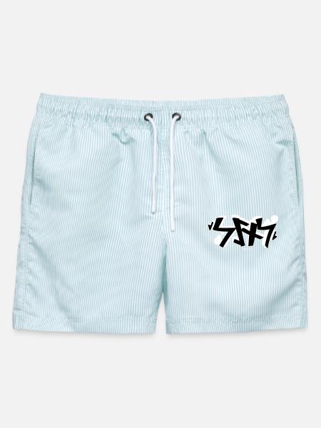 Sins rune graffiti - Männer Badeshorts - hellblau gestreift