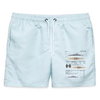 Schlachtschiff Tirpitz - Kriegsmarine - Männer Badeshorts - hellblau gestreift - Vorne - AI Model Male 178 light (178cm)