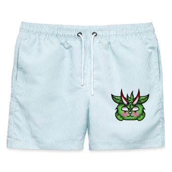 Errötender Dämon! - Männer Badeshorts - hellblau gestreift - Vorne - AI Model Male 178 light (178cm)