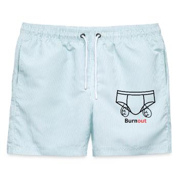 Burnout Unterwäsche Zitat Bälle Humor - Männer Badeshorts - hellblau gestreift - Vorne - AI Model Male 178 light (178cm)