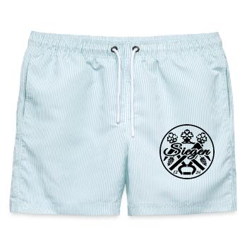 Siegen im Siegerland, 800 Jahre, regionale Motive - Männer Badeshorts - hellblau gestreift - Vorne - AI Model Male 178 light (178cm)