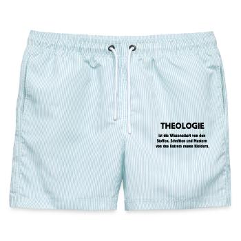 Theologie: Des Kaisers neue Kleider - Männer Badeshorts - hellblau gestreift - Vorne - AI Model Male 178 light (178cm)