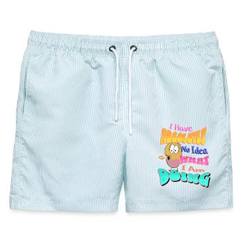I Have absolutely no idea what I'm doing - Männer Badeshorts - hellblau gestreift - Vorne - AI Model Male 178 light (178cm)
