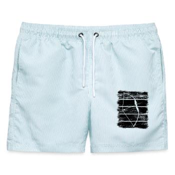 Bogenschießen - Männer Badeshorts - hellblau gestreift - Vorne - AI Model Male 178 light (178cm)