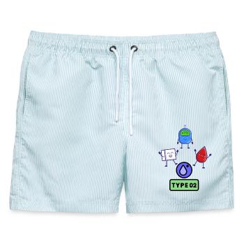 Typ-2-Diabetes Bewusstsein - Männer Badeshorts - hellblau gestreift - Vorne - AI Model Male 178 light (178cm)