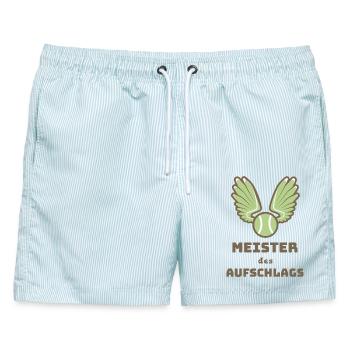 Meister des Aufschlags - Männer Badeshorts - hellblau gestreift - Vorne - AI Model Male 178 light (178cm)